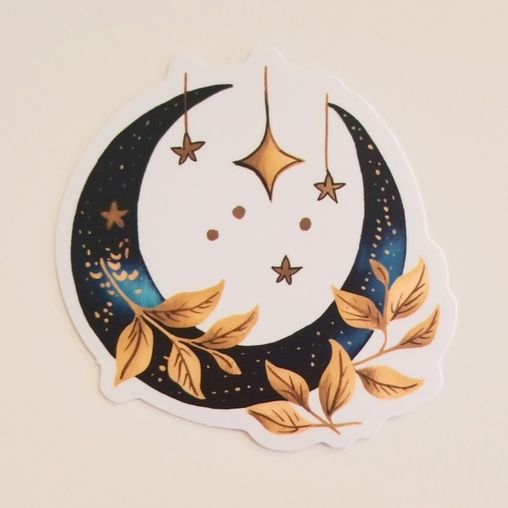 10/$10 Gold Leaves & Moon Sticker